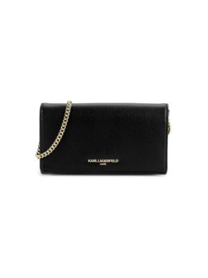 KARL LAGERFELD PARIS Logo Textured Wallet On Chain