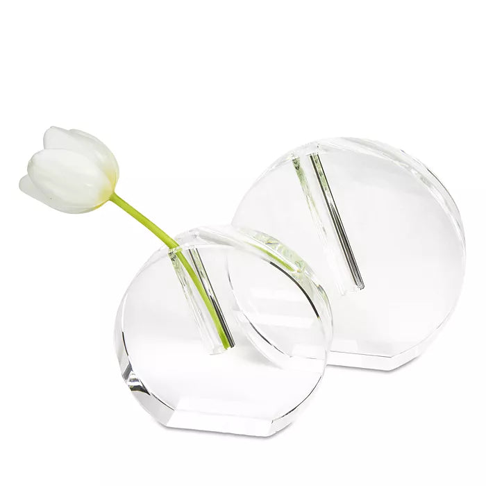 Crystal Clear Round Flat Vase, Small