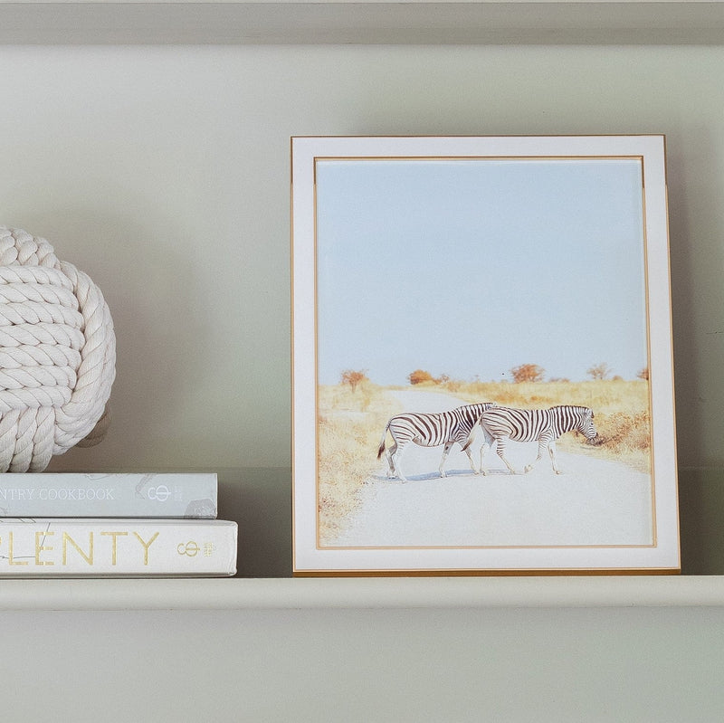 5x7 Gold Trim White Enamel Picture Frame