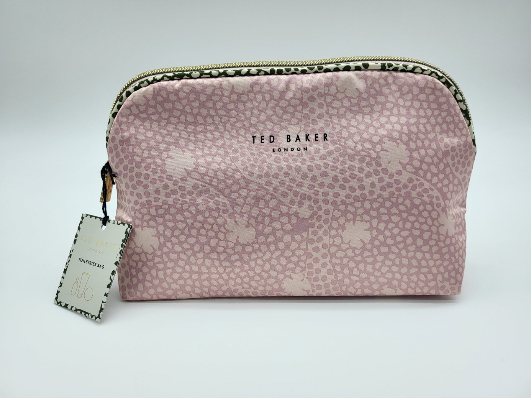 Ted Baker London Womens Floral Zippered Clutch Pouch Handbag Pink Rose Gold
