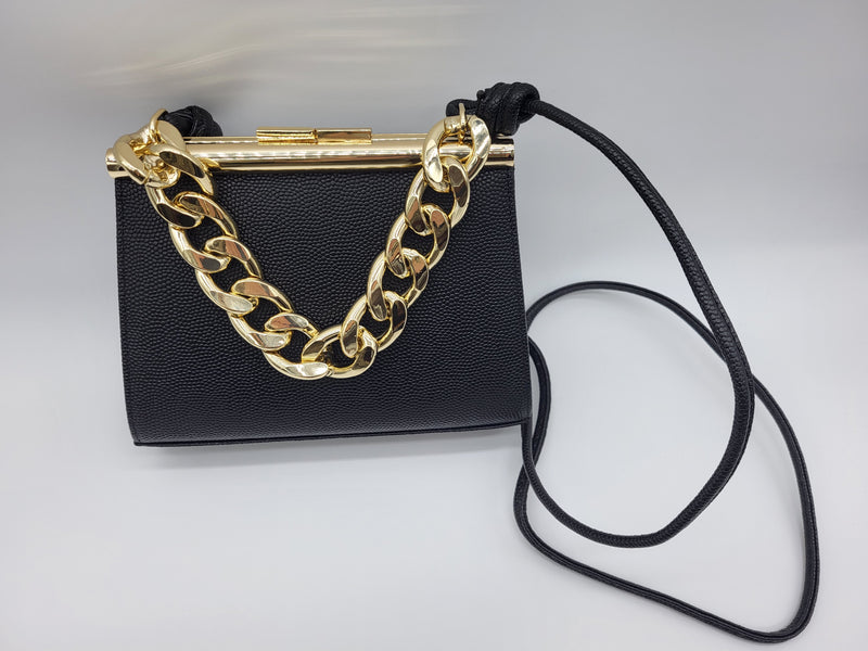 framed crossbody-caviar leather w chain handle