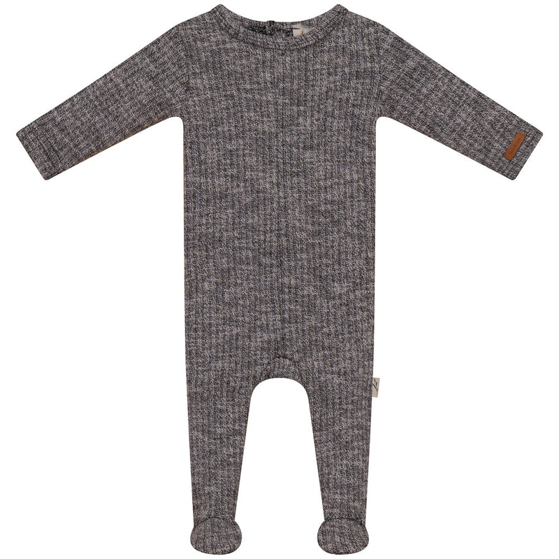 Bondoux Black and White Tweed Baby Boy Footie