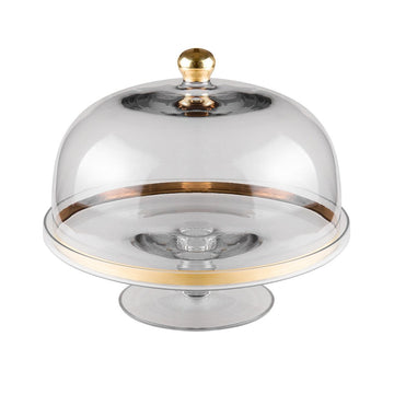 Tinksky Cake Tray with Lid Clear Cake Stand with Dome Snack Serving Tray for Wedding Party, Size: 8.46 x 8.46 x 5.12