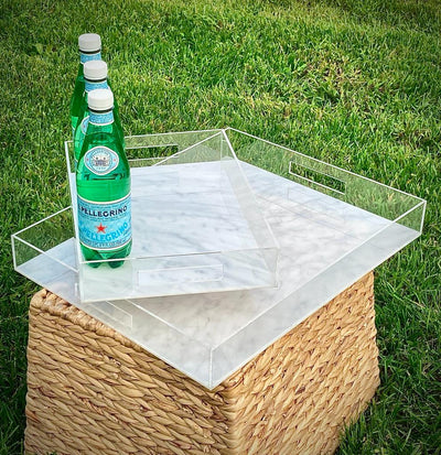 Multi Purpose Marble Design Tray with handles