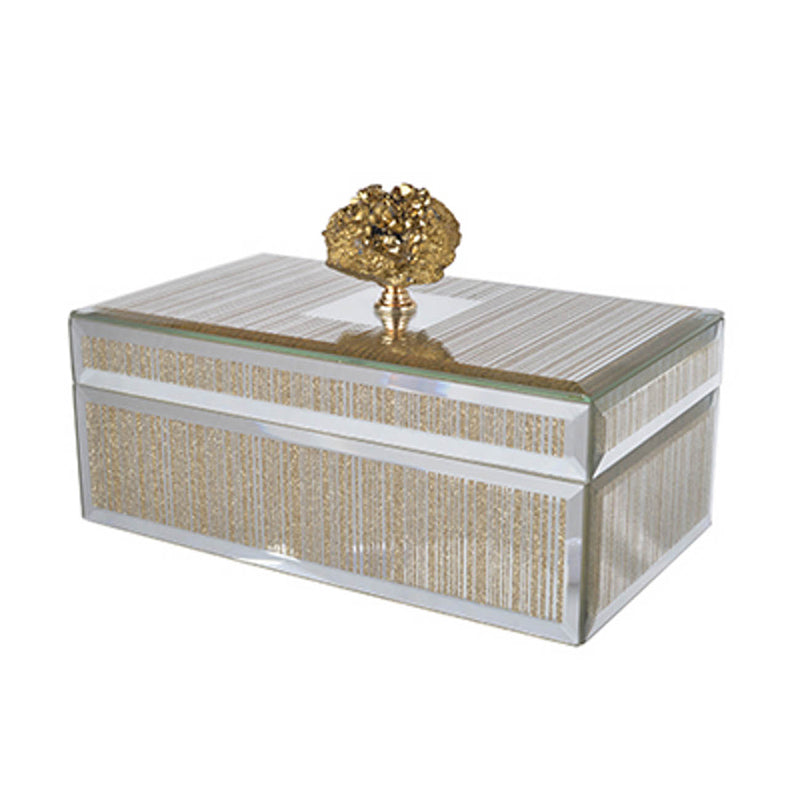 Striped Mirrored Jewelry Box with Gold Handle