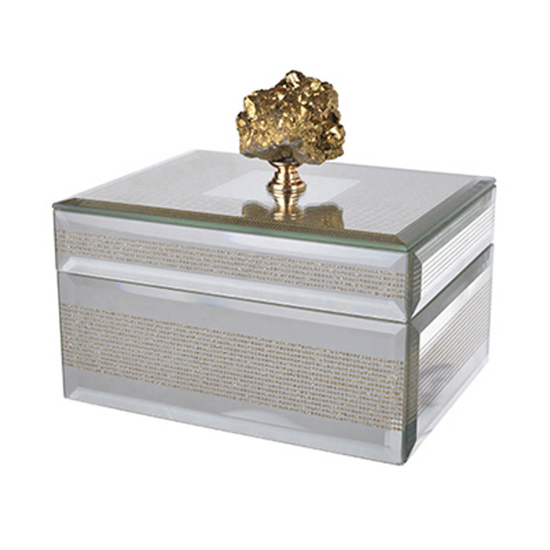 Striped Mirrored Jewelry Box with Gold Handle