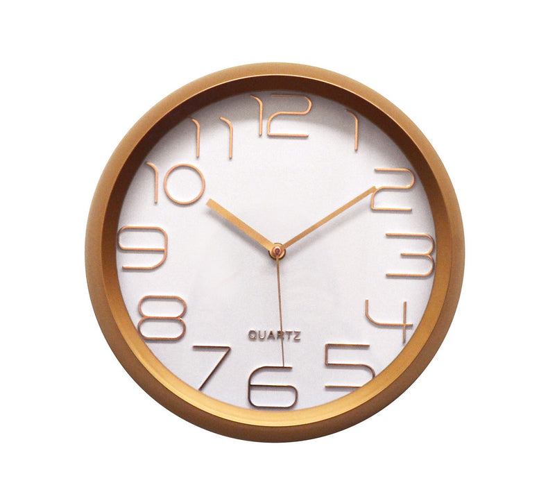 Rose Gold Round Clock Silent Battery Operated Classic Minimal Wall Decor For Home Or Office