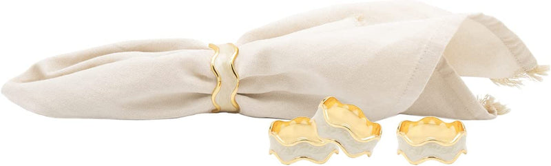 White Swirl Napkin Ring Set Table Decor