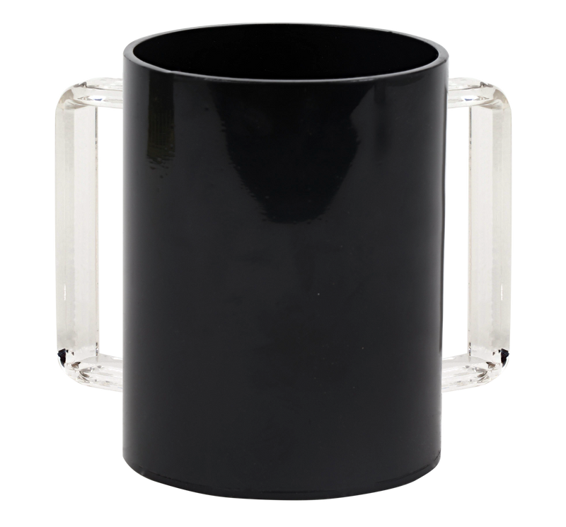 Acrylic Washing Cup Tepel Black/White with Clear Handles