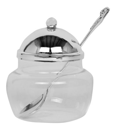 Silver Plated Honey Dish with Spoon