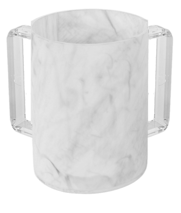 Marble Acrylic Wash Cup With Clear Handles