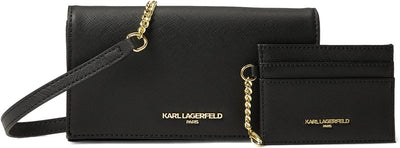 KARL LAGERFELD PARIS Logo Textured Wallet On Chain