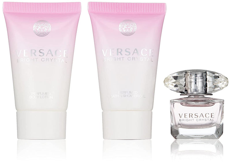 Versace Bright Crystal for Women 3 Piece Set Includes : 1.7 oz Eau de Toilette Spray + 1.7 oz Shower Gel + 1.7 oz Body Lotion