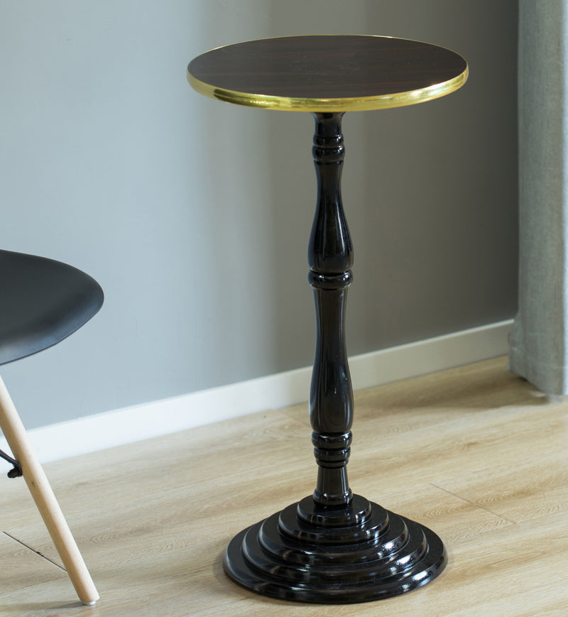 Round Wooden Side Table, Living Room Accent Pedestal End Table