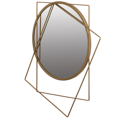 Decorative Circle with 2 Squares Shaped Gold Metal Frame Wall Mounted Modern Mirror