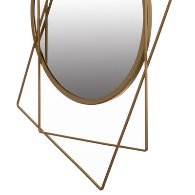 Decorative Circle with 2 Squares Shaped Gold Metal Frame Wall Mounted Modern Mirror