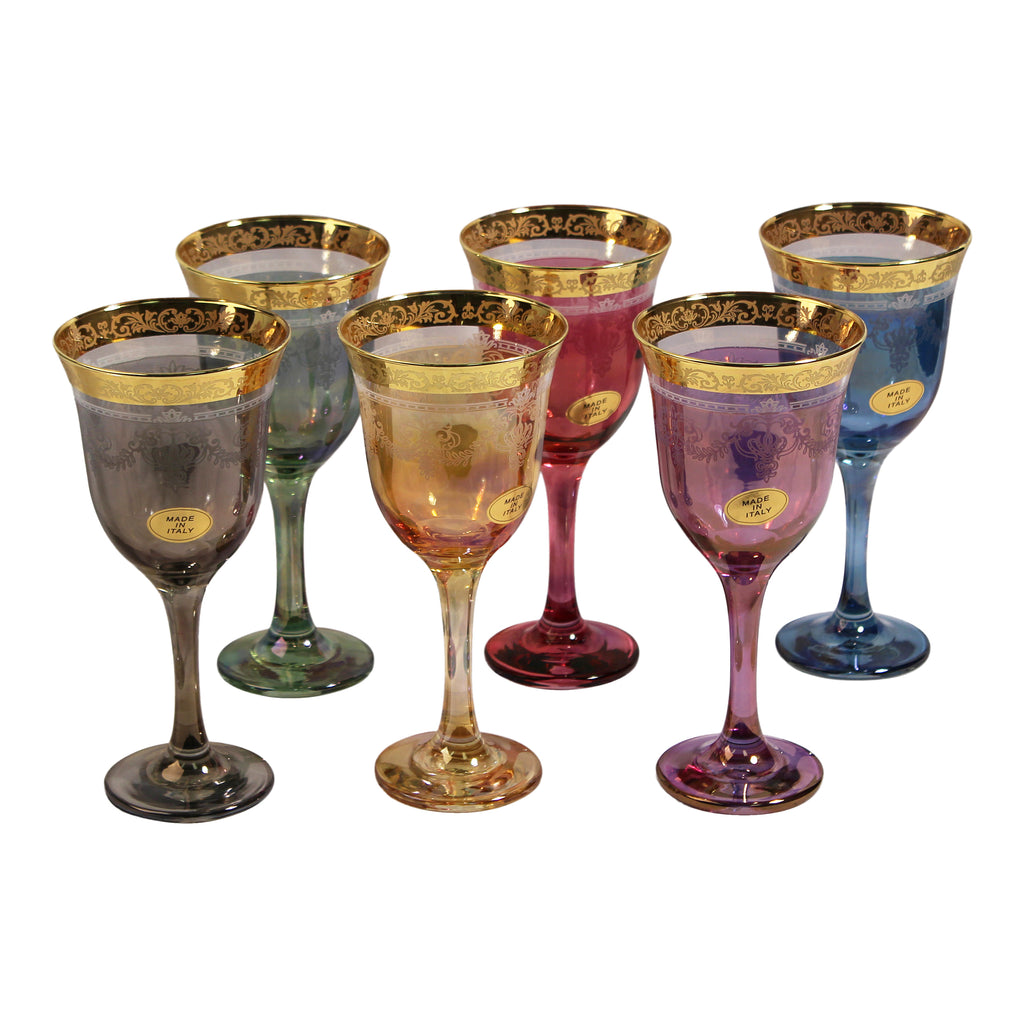 Lorren Home Trends Infinity Gold Ring Red Wine Goblet, Set of 4