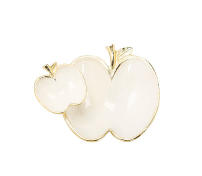 Two Apple Dish Gold/White