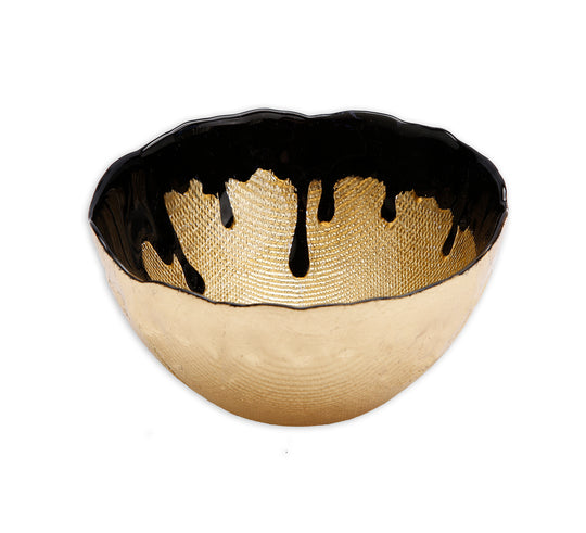 6"D Black Dipped Gold Dessert Bowl