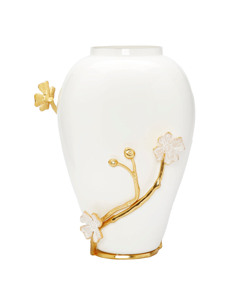 White Vase with Gold Flower Detail