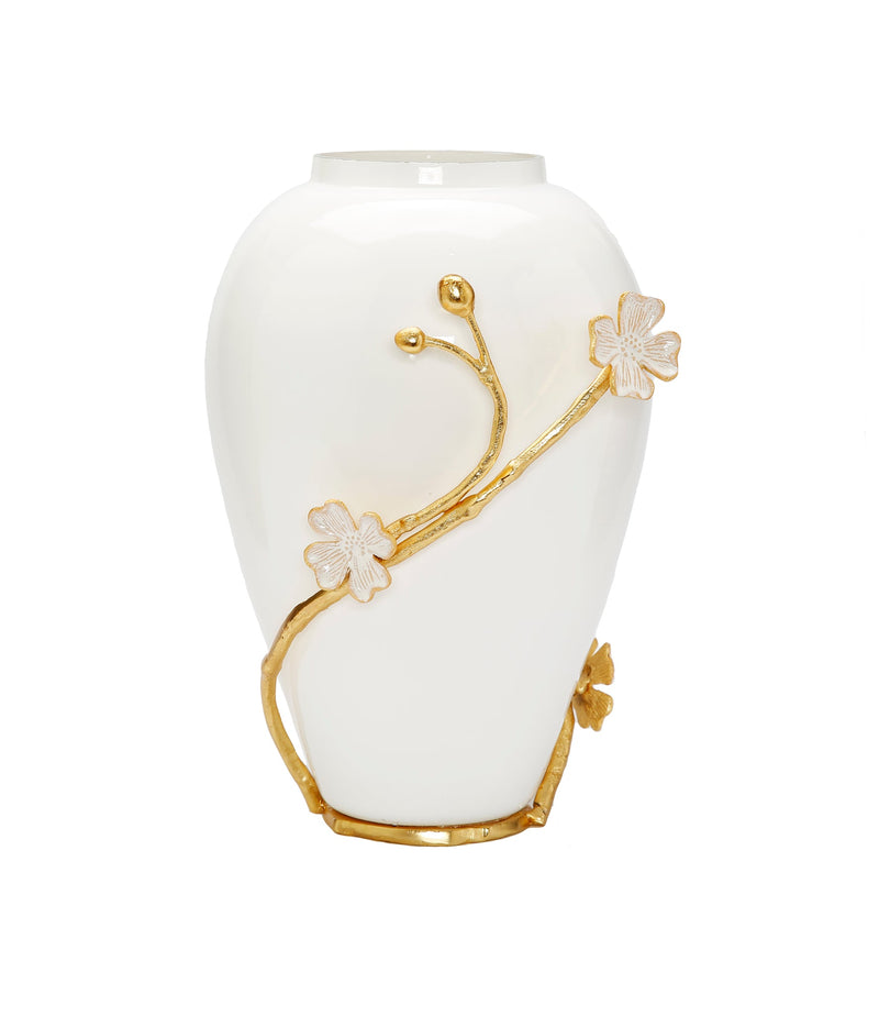 White Vase with Gold Flower Detail