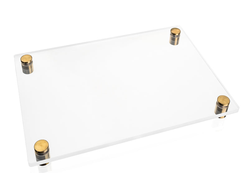 Extra Thick Clear Lucite Tray with Gold/Silver Legs