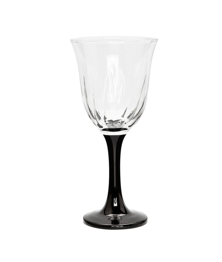 Set of 6 Black/White Footed Water Glasses