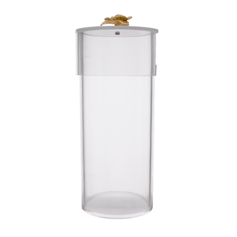 Lucite Cookie Jar with Gold Flower Handle