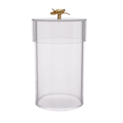 Lucite Cookie Jar with Gold Flower Handle