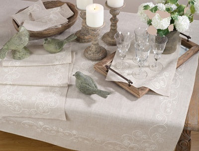 Natural swirl embroidered napkin