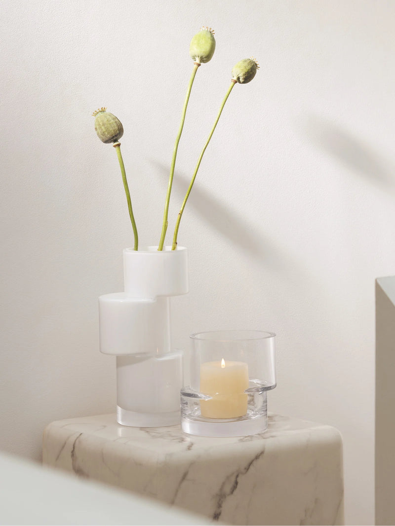 Tier Vase H10.25in Chalk White