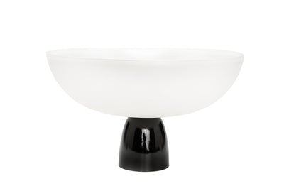 White Glass Bowl on Gold/Black Stem