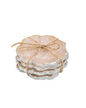 Rose Quartz Gold Edge Coaster