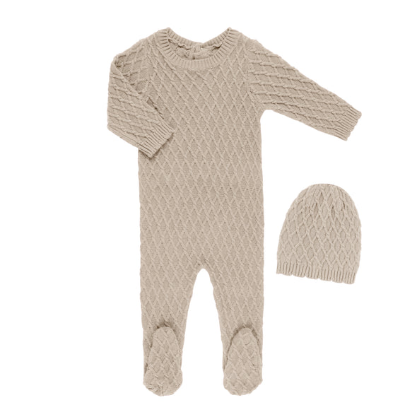 Tricot Bebe Braided Knit Footie Set