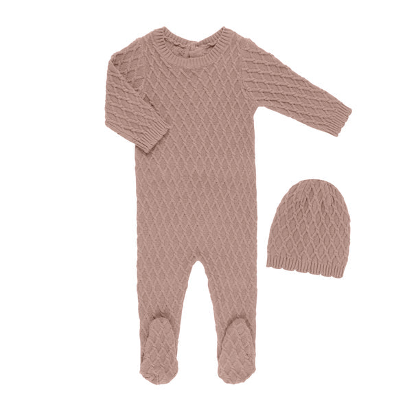 Tricot Bebe Braided Knit Footie Set