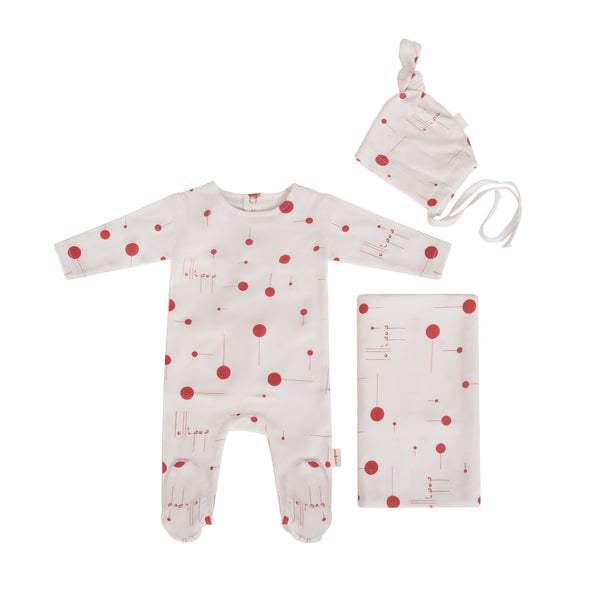 lollipop white red footie set
