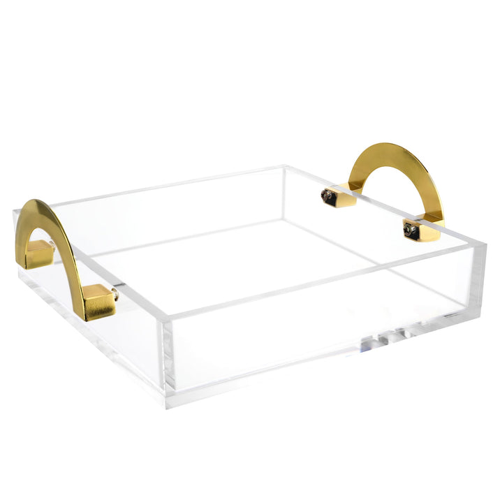 Clear Acrylic Tray with Gold/Silver Handles