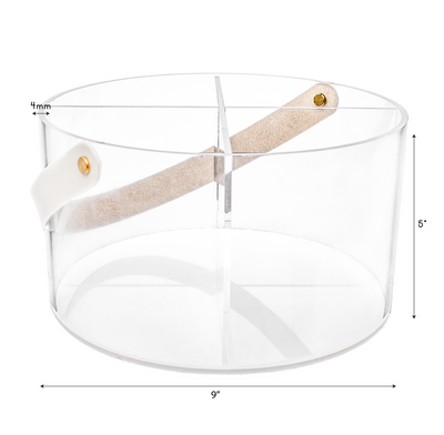 Lucite Cutlery Utensil Holder Caddy with Leatherette Handles