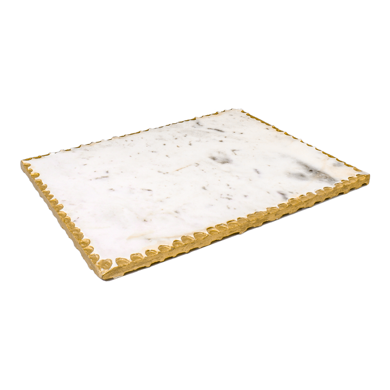 Marble Challah Board with Gold or Silver Polish