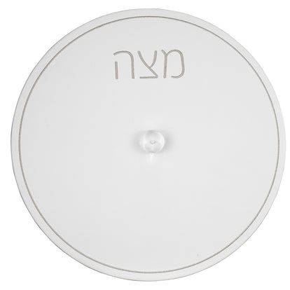 Lucite Round Matzah Box with Leatherette Cover