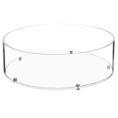 Lucite Round Matzah Box with Leatherette Cover