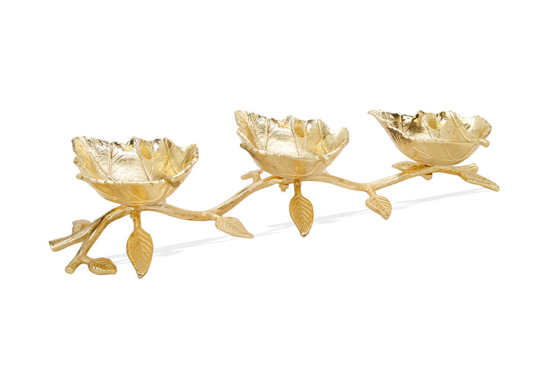 Gold Leaf 3 Sectional Relish Dish