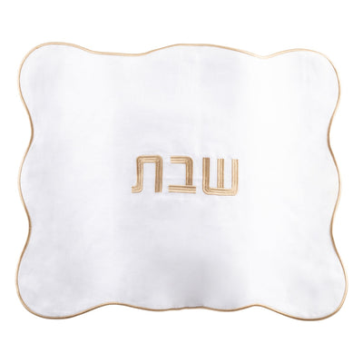 Gold/Silver and White Wavy Linen Challah Cover