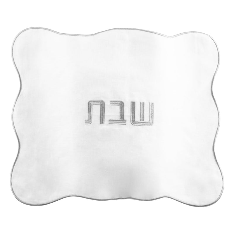 Gold/Silver and White Wavy Linen Challah Cover