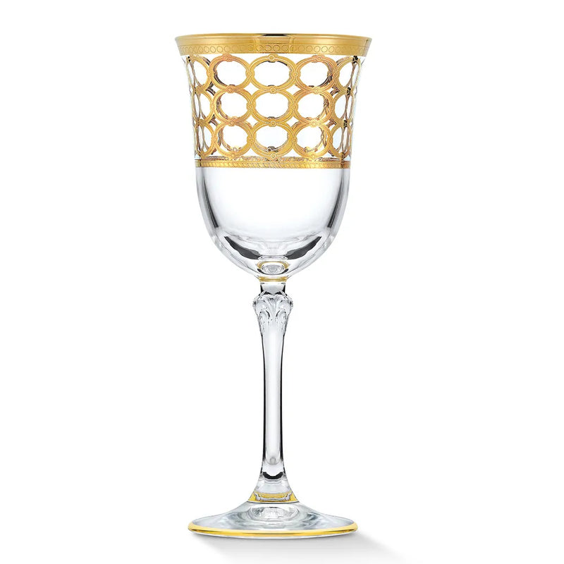 Lorren Home Trends Infinity Gold Ring Red Wine Goblet, Set of 4