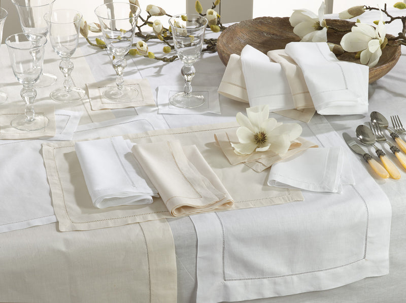 White hemstitched napkins