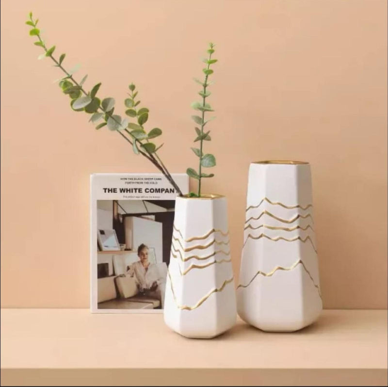 White and Gold Waved Vase