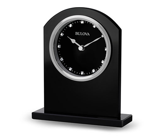 BULOVA EBONY CRYSTAL DESK CLOCK