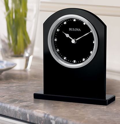 BULOVA EBONY CRYSTAL DESK CLOCK