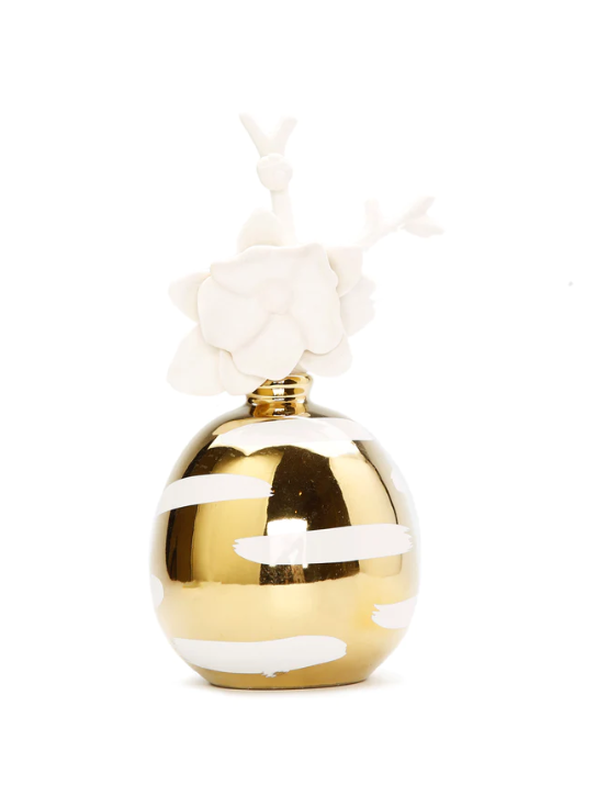 Gold Diffuser With White Block Design, "English Pear & Freesia"